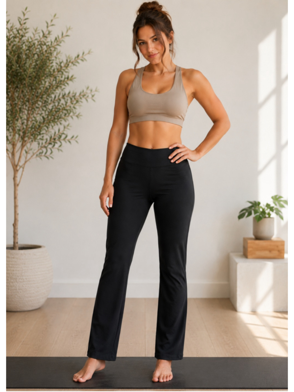 Yogipace Black Straight Leg Yoga Pants Women’s Medium High Rise Athletic
